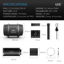 AC INFINITY Smart filter kit PRO 200mm T8