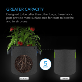 AC Infinity Heavy Duty Fabric Pot 19 Liter - 5 Pack