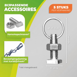Biogreen Hamerkopschroeven met moer en ring M6 - 5 stuks