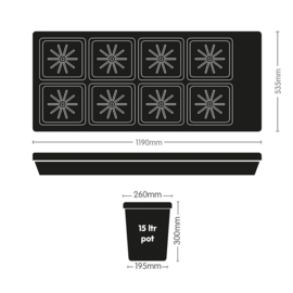 AutoPot Auto8 Tray 15L potten systeem