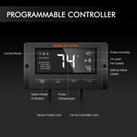 Spider Farmer 100mm Inline ventilator Filter set + Control pannel - koopje