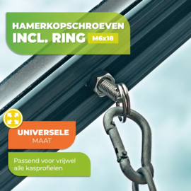 Biogreen Hamerkopschroeven met moer en ring M6 - 5 stuks