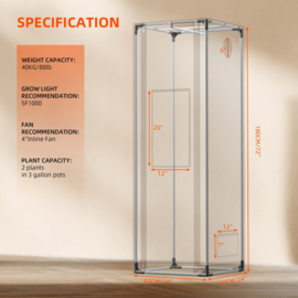 Spider Farmer 60x60x180cm Pro Grow Tent Wit