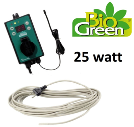 BioGreen Kit Warmte Kabel  25 watt  + Thermostaat