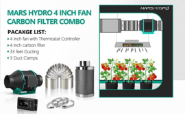 Mars Hydro 100mm Inline ventilator Combo set met Fan Controller