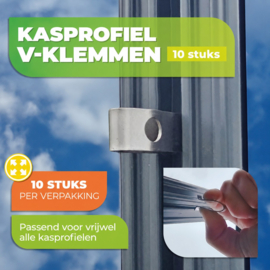 Biogreen V-klemmen voor kasprofielen RVS - 10 stuks