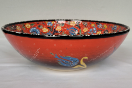 Keramieken schaal 30cm rood/bruin