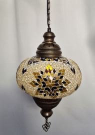 Mozaïek hanglamp 24cm goudgeel-bruin-2