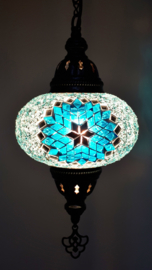 Mozaïek hanglamp 16cm turq.blauw