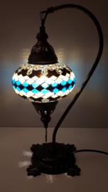 Tafellamp 'zwaan' 16cm goudgeel/zwart/turquoise