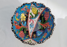 Keramieken schaal op voet 20cm turquoise