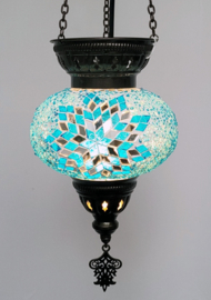 Mozaïek hanglamp turquoise
