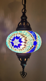 Mozaïek hanglamp 16cm blauw/turquoise 2S