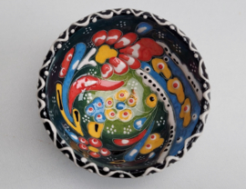 keramieken schaaltjes reliëf 8cm donkergroen
