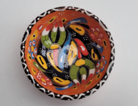keramieken schaaltjes reliëf 8cm oranje