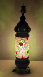 Mozaïek tafellamp cilinder groen/rood