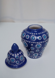 Vaas met deksel 16cm blauw