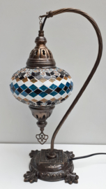 Tafellamp 'zwaan' Ø 16cm goudgeel/zwart/turquoise