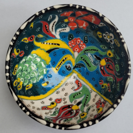 keramieken schaaltjes BBreliëf 12cm donkergroen