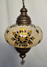 Mozaïek hanglamp 24cm goudgeel-bruin-2
