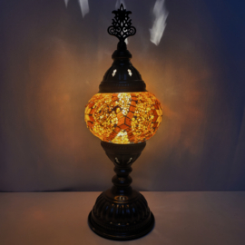 Mozaïek tafellampje ronde voet goudbruin