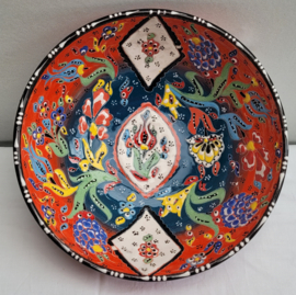 keramieken schaal 20cm oranje/groen