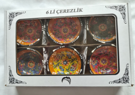 6 keramieken schaaltjes in doos 8cmBZ