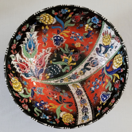 Keramieken schaal 30cm zwart/rood-1