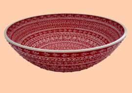 Keramieken schaal 30cm (relieflijnen-rood)