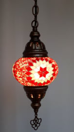 Mozaïek hanglamp 13cm rood-wit
