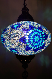 Grote hanglamp mozaïek 35cm blauw