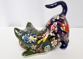 Poezenbeeldje groen/blauw