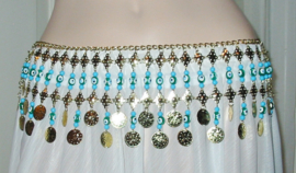 Heupketting met "boze oog" turquoise