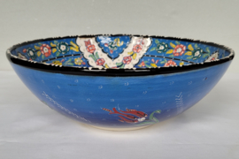 Keramieken schaal 30cm lichtblauw/blauw