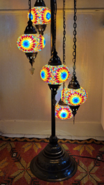 Mozaïek vloerlamp (5 bollen Ø16cm) Antiek-look