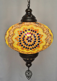 Grote hanglamp mozaïek 33cm geel/bruin
