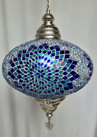Grote hanglamp mozaïek 33cm blauw