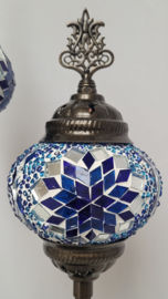 dubbele tafellamp mozaïek 10cm blauw