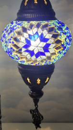 Mozaïek tafellamp 3 bollen 13cm blauw