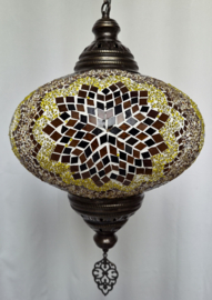 Grote hanglamp mozaïek 33cm geel/bruin