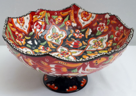 Keramieken schaal op voet 20cm rood-19