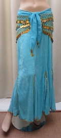 fluwelen rok turquoise/goud