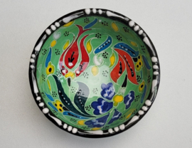 keramieken schaaltjes reliëf 8cm lichtgroen