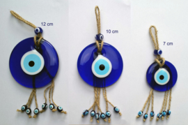 wanddecoratie "boze oog" 12 cm aan touw