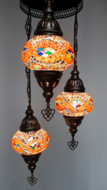 Mozaïek hanglamp 3 bollen 13cm oranje