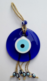 wanddecoratie "boze oog" 12 cm aan touw