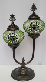 dubbele tafellamp mozaïek 13cm groen