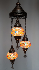 Mozaïek hanglamp 3 bollen 13cm oranje