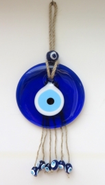 wanddecoratie "boze oog" 10cm aan touw