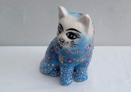 Poezenbeeldje blauw of okergeel